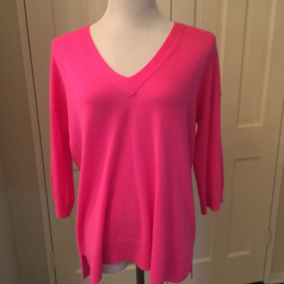 JCrew Collection Italian Cashmere Hot Pink Sweater - Picture 1 of 6